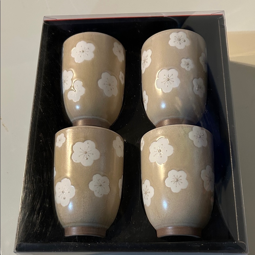 Stoneware floral tea/coffee cups. Durable and easy to handle while sipping!